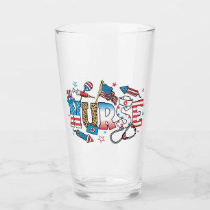 4th Of July Patriotic Nurse Drinking Glass