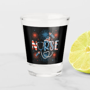 4th Of July Patriotic Nurse Shot Glass