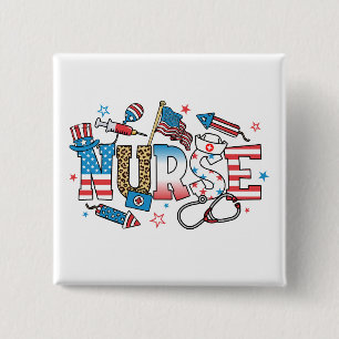 4th Of July Patriotic Nurse Square 15 Cm Square Badge