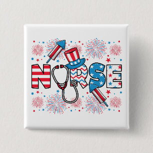 4th Of July Patriotic Nurse Square 15 Cm Square Badge