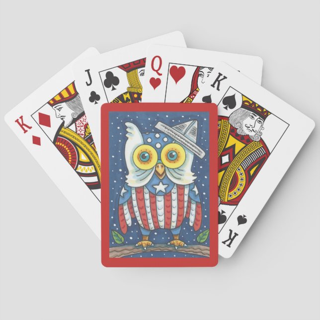 4TH OF JULY PATRIOTIC OWL, BICYCLE PLAYING CARDS (Back)