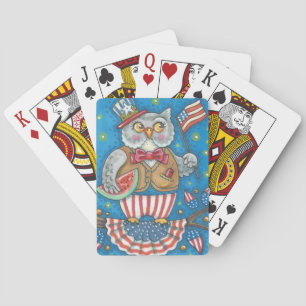 4TH OF JULY PATRIOTIC OWL, BICYCLE PLAYING CARDS