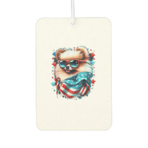 4th of July Patriotic Pomeranian Dog US Flag Car Air Freshener