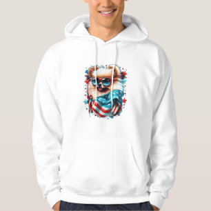 4th of July Patriotic Pomeranian Dog US Flag Hoodie
