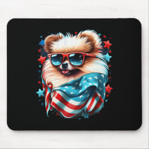 4th Of July Patriotic Pomeranian Dog Us Flag  Mouse Pad