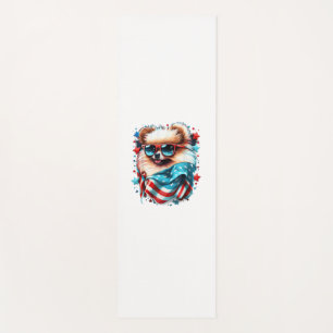 4th of July Patriotic Pomeranian Dog US Flag Yoga Mat