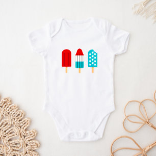 4th of July Patriotic Popsicles Baby Bodysuit