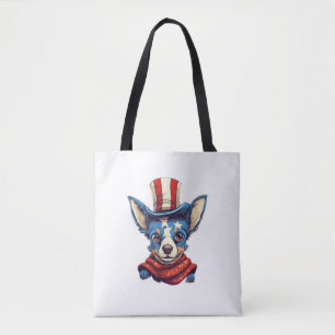 4th Of July Patriotic Rat Terrier Dog Tote Bag