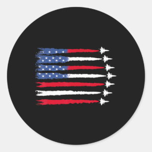 4th Of July Patriotic Red White Blue Usa Flag Figh Classic Round Sticker