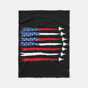 4th Of July Patriotic Red White Blue Usa Flag Figh Fleece Blanket