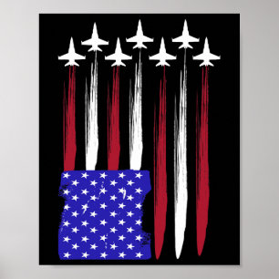 4th Of July Patriotic Red White Blue Usa Flag Figh Poster