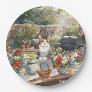 4th of July Patriotic Siamese Cat Paper Plates