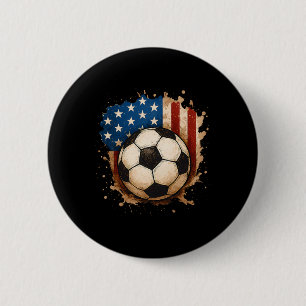 4th Of July Patriotic Soccer Usa American Flag Boy 6 Cm Round Badge