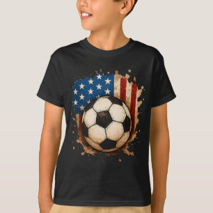 4th Of July Patriotic Soccer Usa American Flag Boy T-Shirt