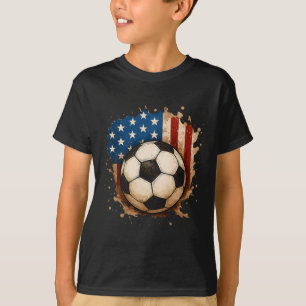 4th Of July Patriotic Soccer Usa American Flag Boy T-Shirt