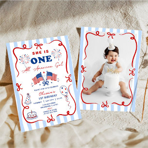 4th of July Patriotic Theme 1st Birthday Invite
