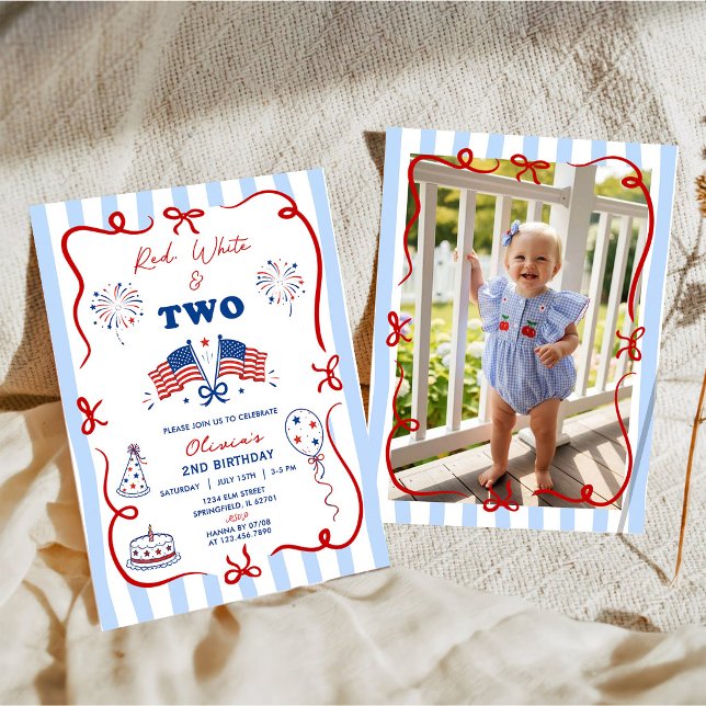 4th of July Patriotic Theme 2nd Birthday Invite (Creator Uploaded)