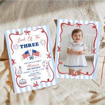 4th of July Patriotic Theme 3rd Birthday Invite