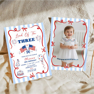 4th of July Patriotic Theme 3rd Birthday Invite