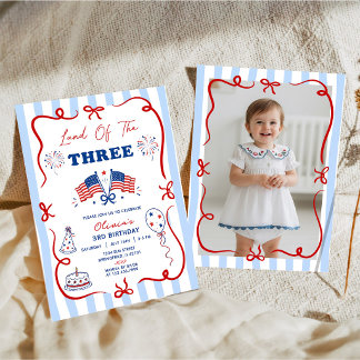 4th of July Patriotic Theme 3rd Birthday Invite