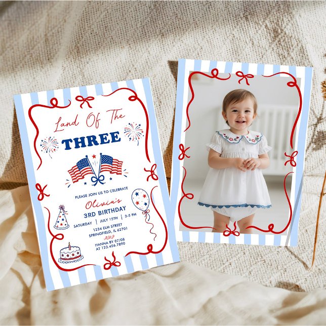 4th of July Patriotic Theme 3rd Birthday Invite (Creator Uploaded)