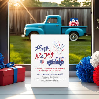 4th of July Patriotic Truck Real Estate Editable Holiday Card