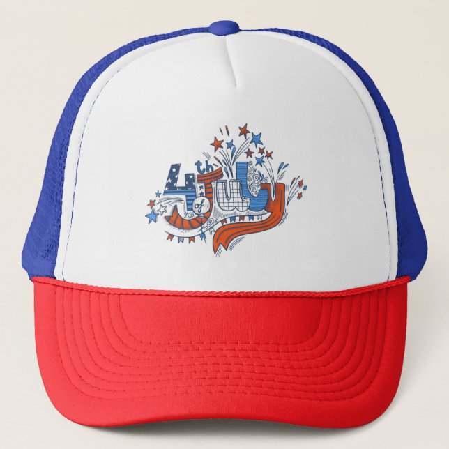 4th of July Patriotic Trucker Hat (Front)