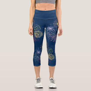 4th of July patriotic USA america flag star party Capri Leggings