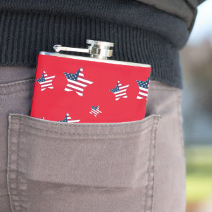 4th of July patriotic USA america flag star party Hip Flask