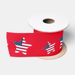 4th of July patriotic USA america flag star party Satin Ribbon