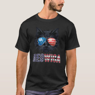 4th of July Patriotic Women Men Kids USA Cat Meow T-Shirt
