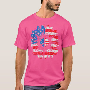 4th Of July, Peace Sunflower American Freedom USA T-Shirt