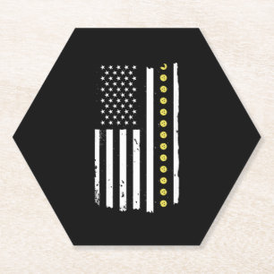 4th of July Pickleball Patriotic Flag Gifts Paper Coaster