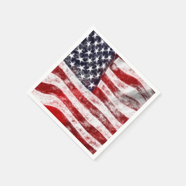 4th of July Picnic Paper Napkins, American Flag Napkin (Corner)