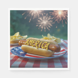 4th of July Picnic With Fireworks Napkin