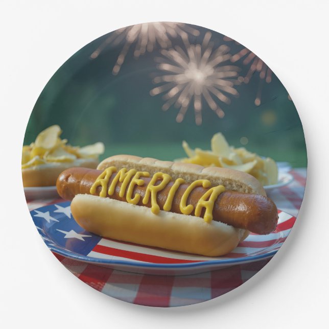 4th of July Picnic With Fireworks Paper Plate (Front)