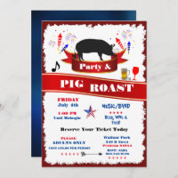 4th of July Pig Roast Party Invitation