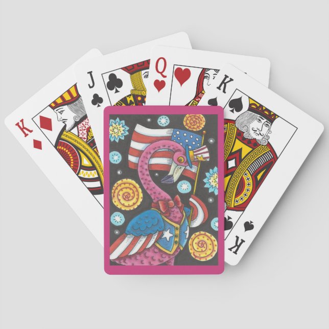 4TH OF JULY PINK FLAMINGO BICYCLE PLAYING CARDS (Back)