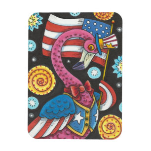 4TH OF JULY PINK FLAMINGO, UNCLE SAM MAGNET