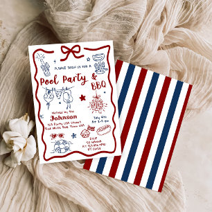 4th Of July Pool Party & BBQ Invitation