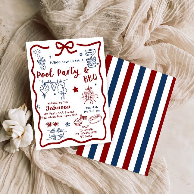 4th Of July Pool Party & BBQ Invitation (Creator Uploaded)