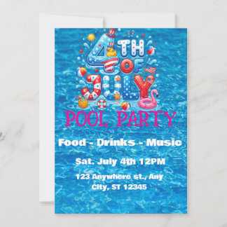 4th of July Pool Party Invitation