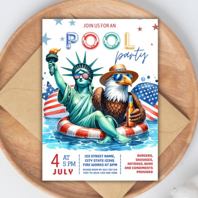 4th of July Pool Party Invitation - Independence  (Creator Uploaded)