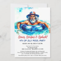 4th of July Pool Party Invitation – Patriotic