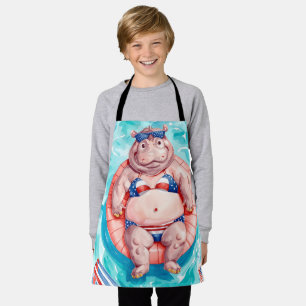 4th of July Pool Party with Hippo  Apron