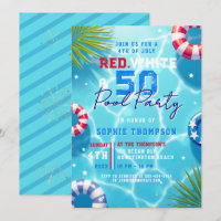 4th of July Pool Party Woman Modern 50th Birthday
