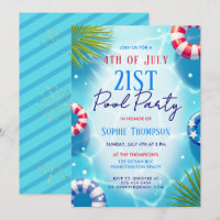 4th of July Pool Party Woman Trendy 21st Birthday
