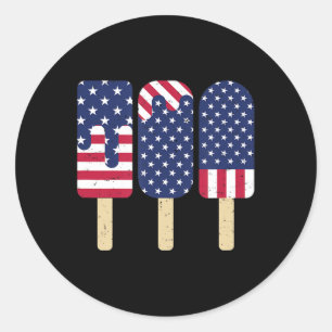 4th of July Popsicle Patriotic American Flag Memor Classic Round Sticker