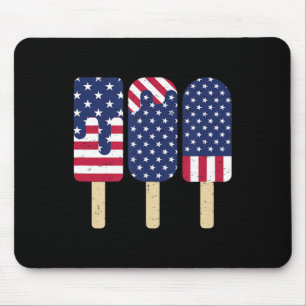 4th of July Popsicle Patriotic American Flag Memor Mouse Pad