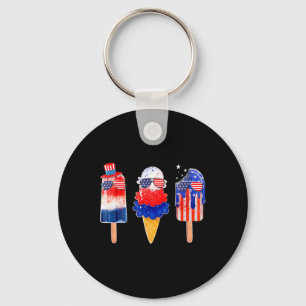 4th Of July Popsicle Red White Blue American Flag  Key Ring